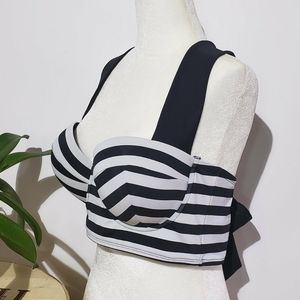 Black and white padded pushup underwire bikini top